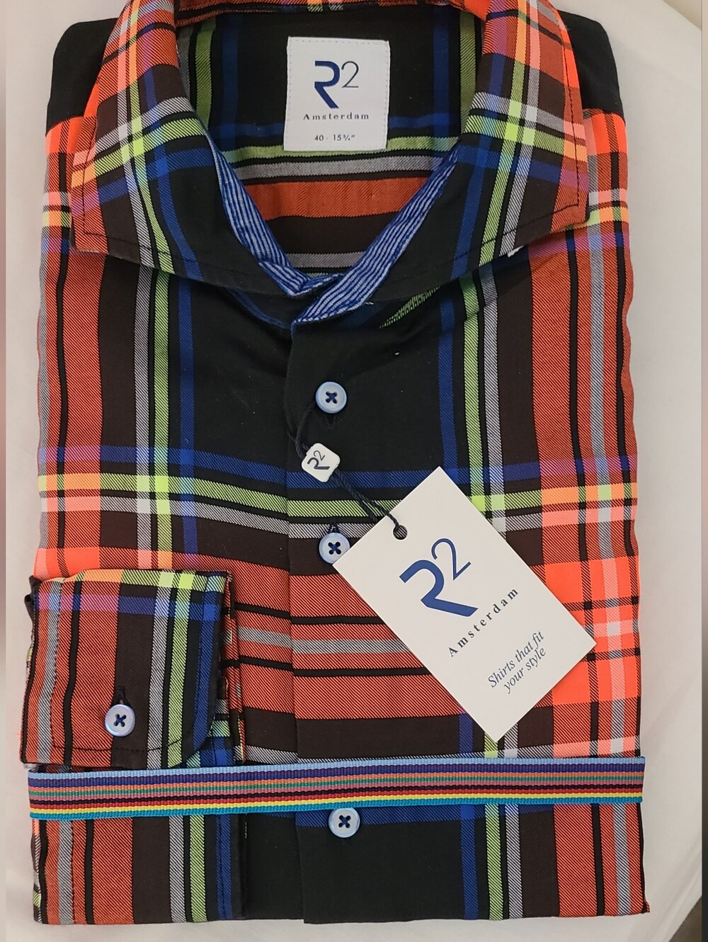 R2 Men's Orange & Black Plaid Button-Down Shirt